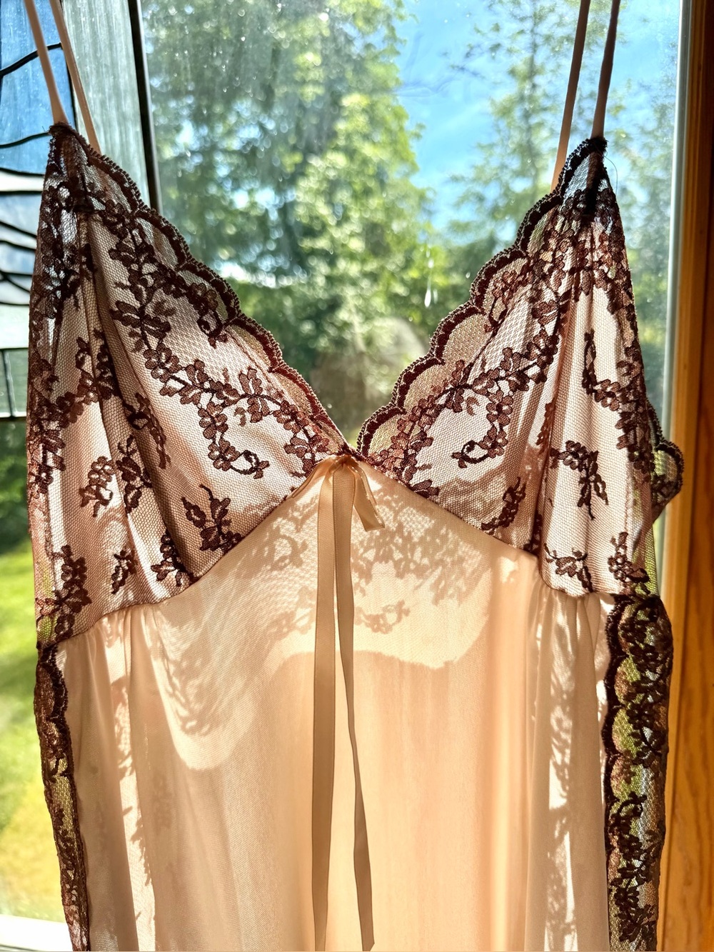 Vintage DELICATE SLIP DRESS Lace Chemise Nightgown Kickernick Chemise Sz 36 Nude